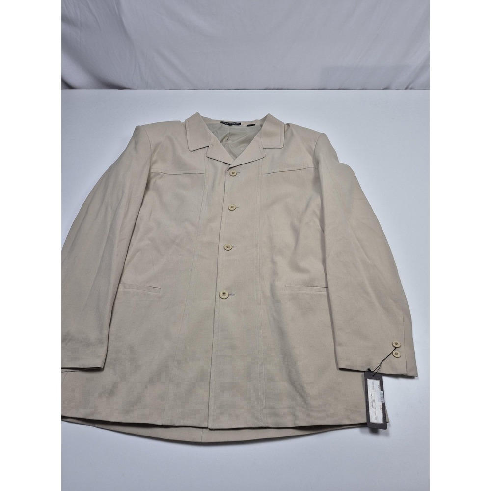 VTG Tulliano Blazer Mens XL Beige 100% Silk Toronto Jacket Sport Coat Casual NWT